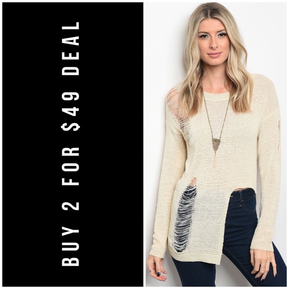 January Summer Sweaters - ❄️LAST1️⃣//EDGY IVORY LIGHT SWEATER